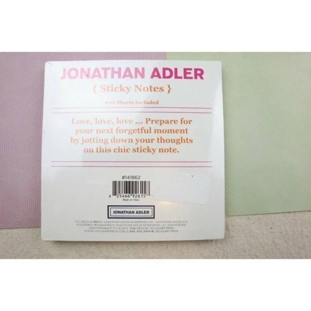Jonathan Adler Sticky Notes Stationary & Gifts 100 Sheets 5x5 Love Sealed Bright